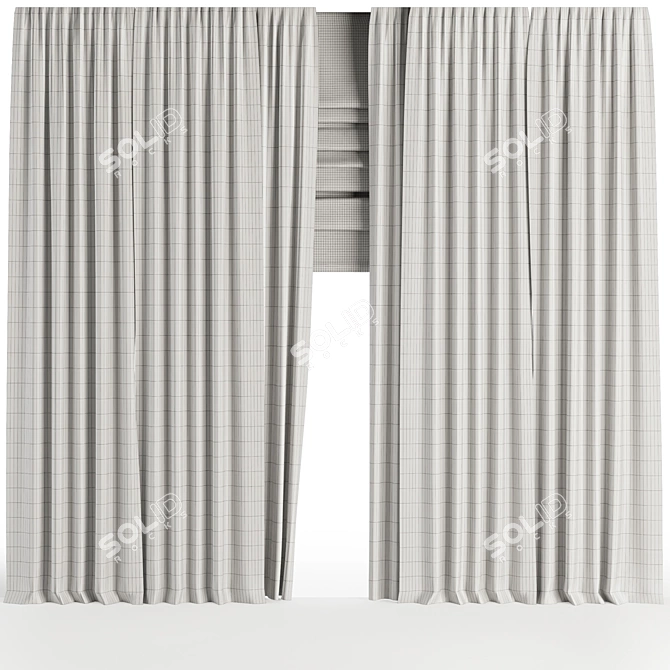 Luxury 3D Curtain Set M1 3D model image 3