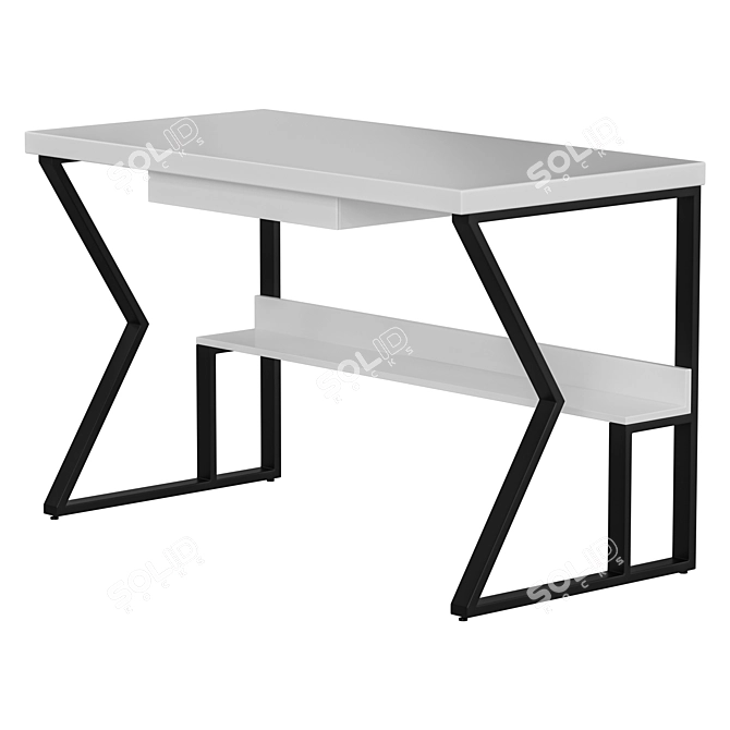 Rectangular Writing Computer Desk 3D model image 2