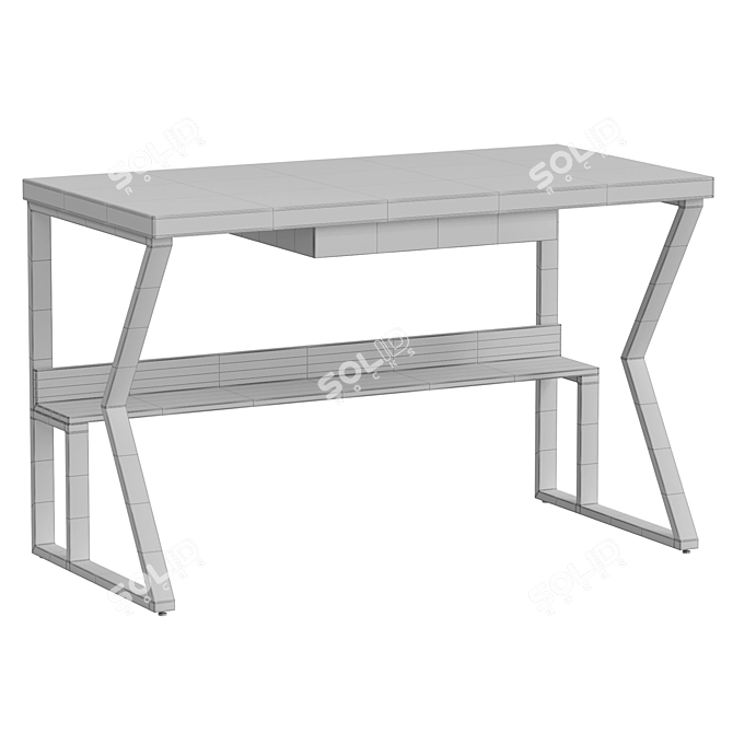 Rectangular Writing Computer Desk 3D model image 3