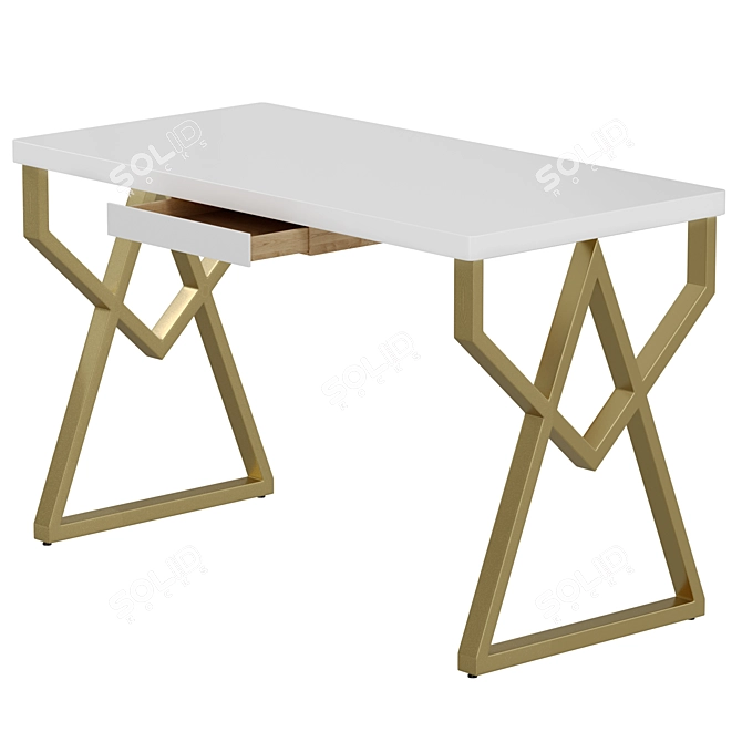 Modern White Writing Desk Home Office 3D model image 1