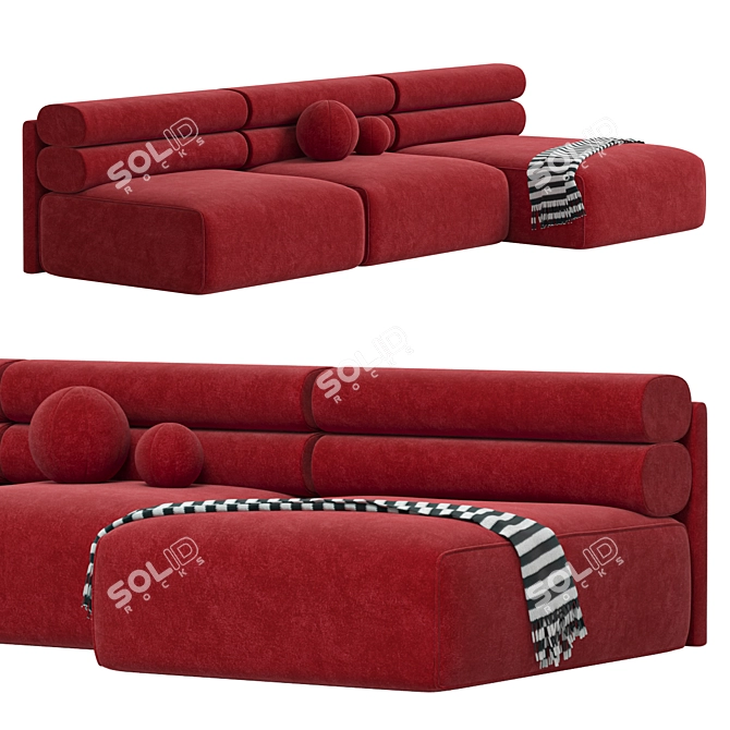 Renzo 3-Seater Modern Sofa 3D model image 2