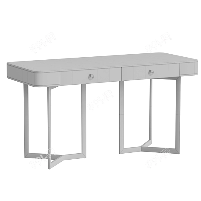 Modern Black Writing Desk with Gold Base 3D model image 2