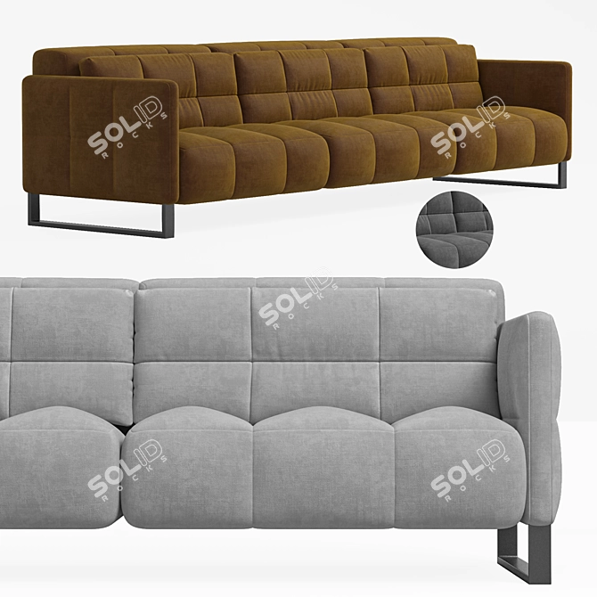 Natuzzi Philo Modular Sofa 3-Seater 3D model image 1