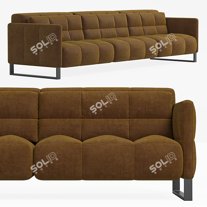 Natuzzi Philo Modular Sofa 3-Seater 3D model image 4