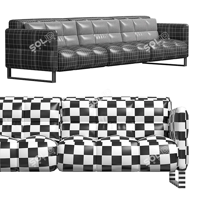 Natuzzi Philo Modular Sofa 3-Seater 3D model image 5