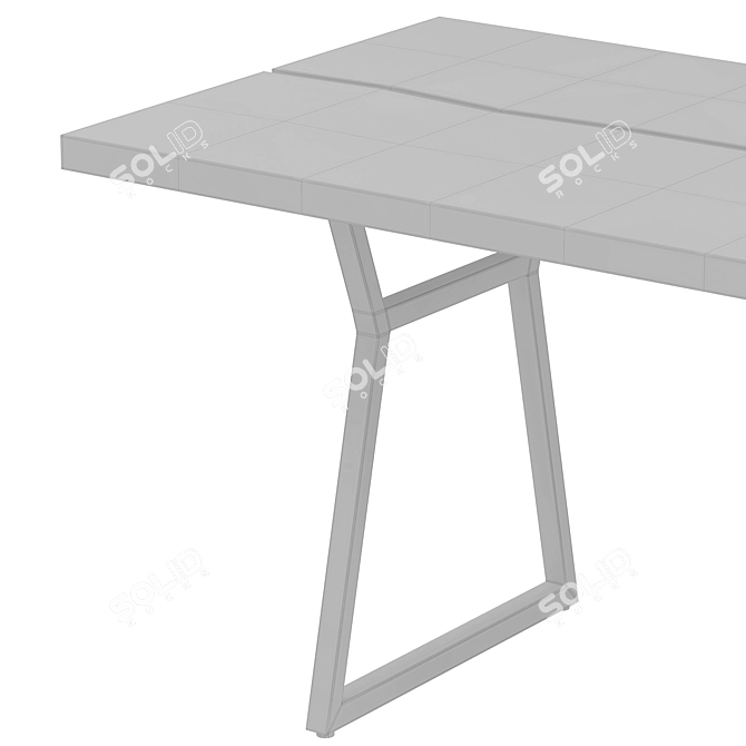 Rustic Farmhouse Wood Metal Dining Table 3D model image 2