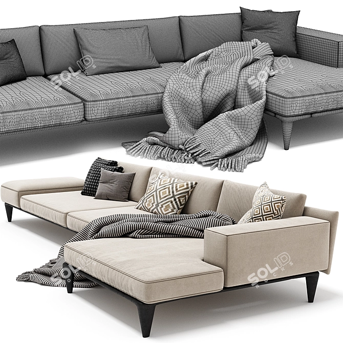 Modern Poliform Mondrian Sofa 3D model image 3