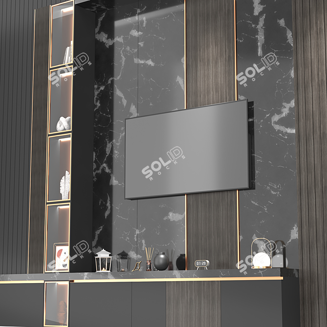 Modern TV Wall 3D Model 3D model image 2