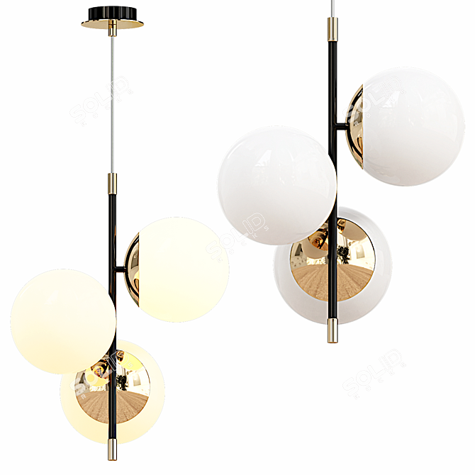 Retro E14х3 40w Chandelier 3D model image 1