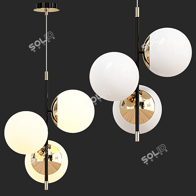 Retro E14х3 40w Chandelier 3D model image 2