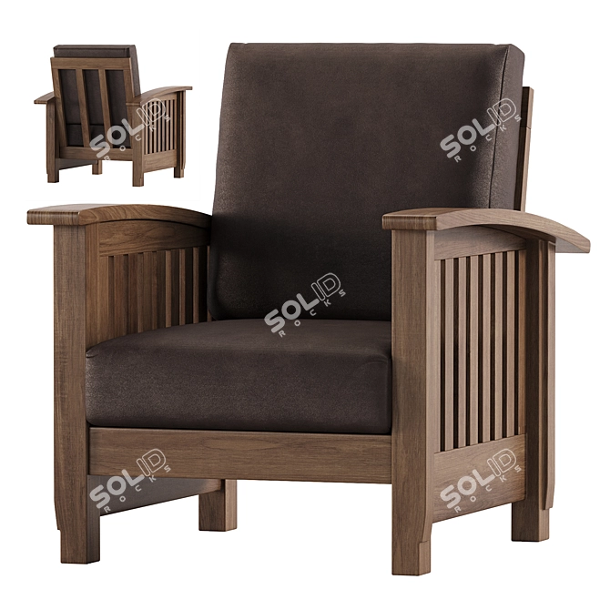 Posen Tufted Lounge Armchair 3D model image 1