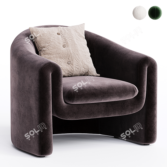 Velvet Pollman Barrel Chair - Modern Sophistication 3D model image 1