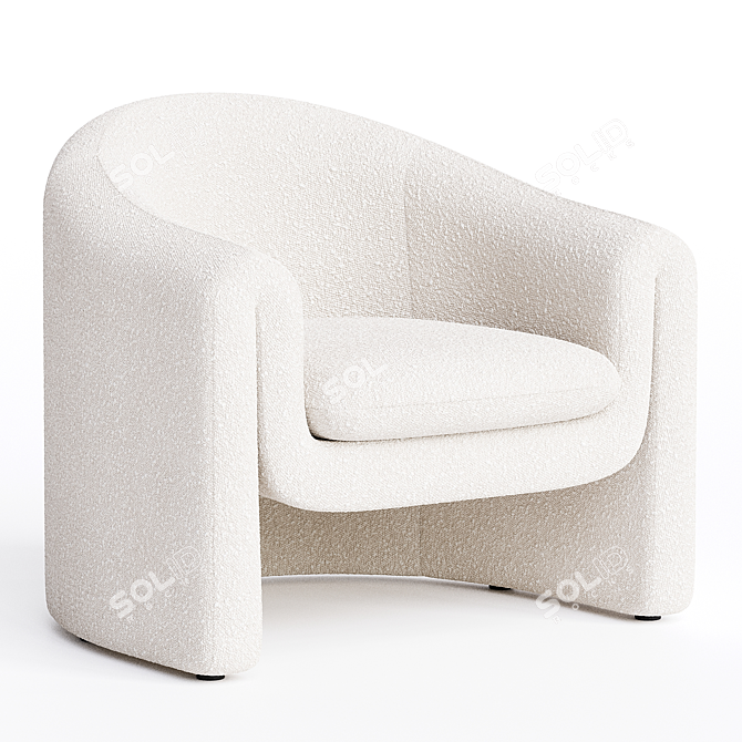 Velvet Pollman Barrel Chair - Modern Sophistication 3D model image 2