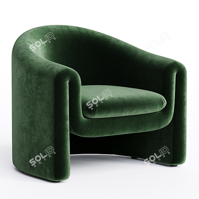 Velvet Pollman Barrel Chair - Modern Sophistication 3D model image 3