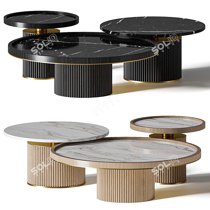 Modern Round Coffee Tables Set 3D model image 1