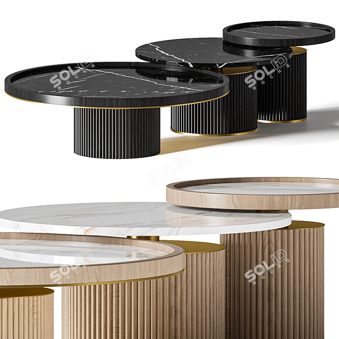 Modern Round Coffee Tables Set 3D model image 2