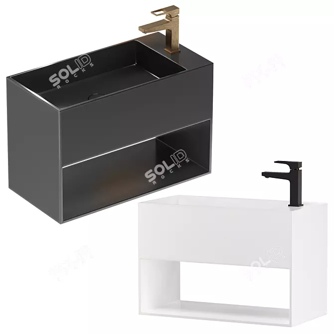 Versatile REXA UNICO Washbasins Set 3D model image 4