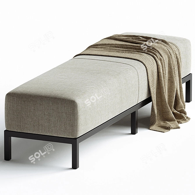 Minimalist Elegance Upholstered Fabric Bench 3D model image 2