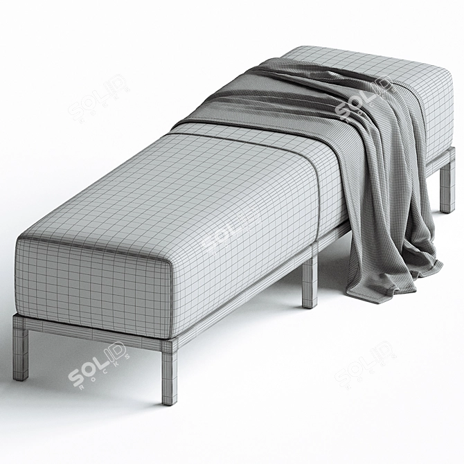 Minimalist Elegance Upholstered Fabric Bench 3D model image 3