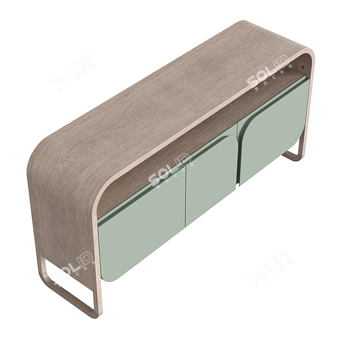 Modern Oak Media Console by Dantone Home 3D model image 3