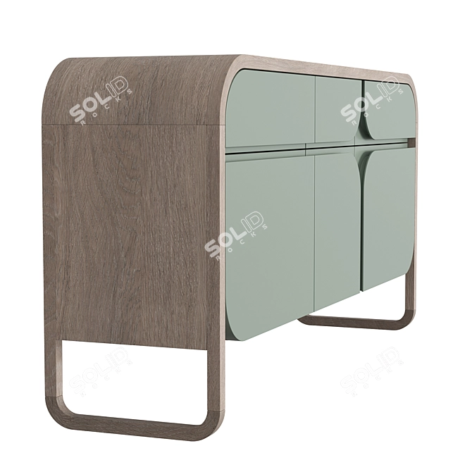 Modern Oak 3-Drawer Chest 3D model image 2
