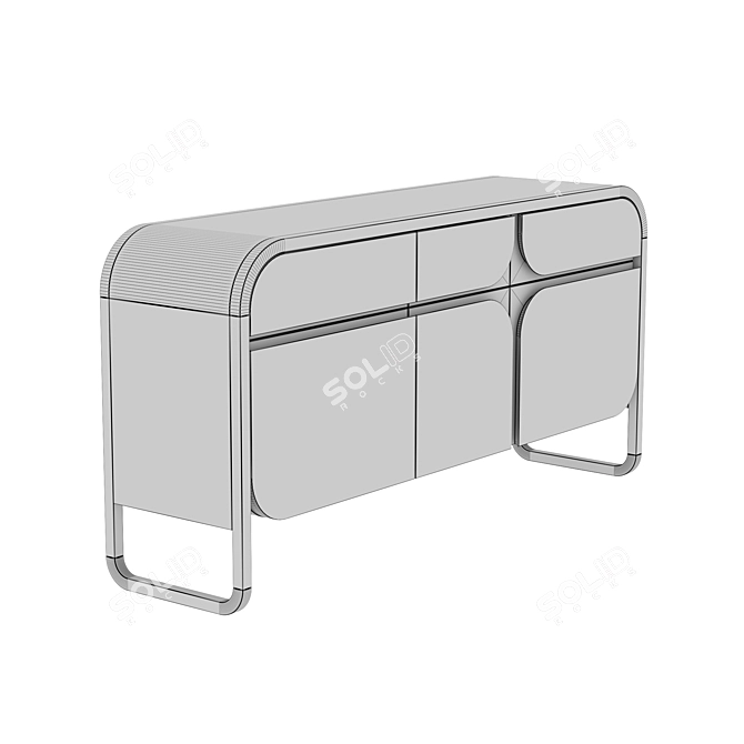 Modern Oak 3-Drawer Chest 3D model image 3