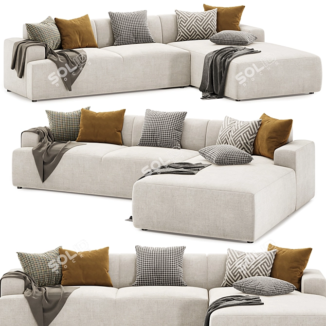 Light Grey Melva Corner Sofa 3D model image 1