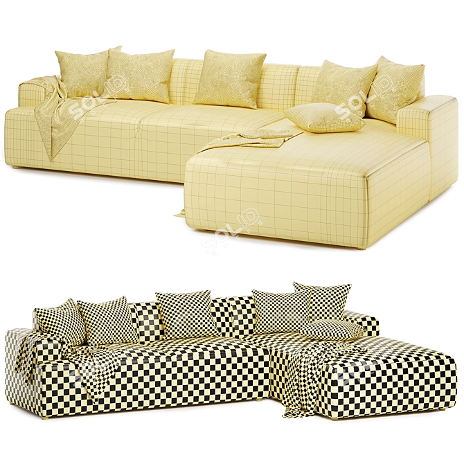 Light Grey Melva Corner Sofa 3D model image 3