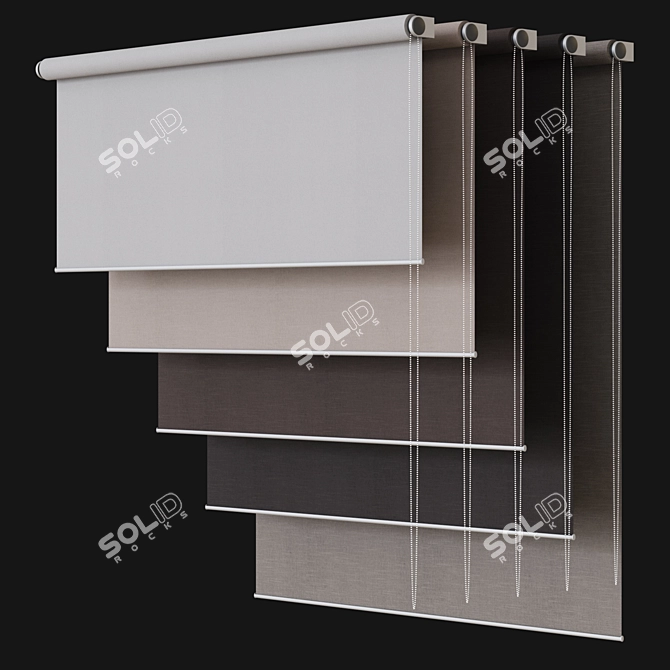 Customizable Roller Blinds Set 3D model image 2