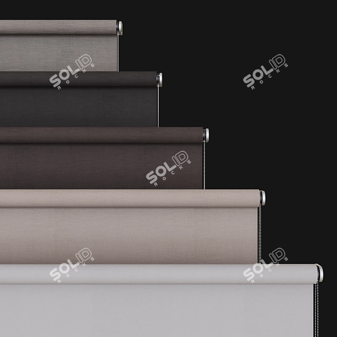 Customizable Roller Blinds Set 3D model image 3