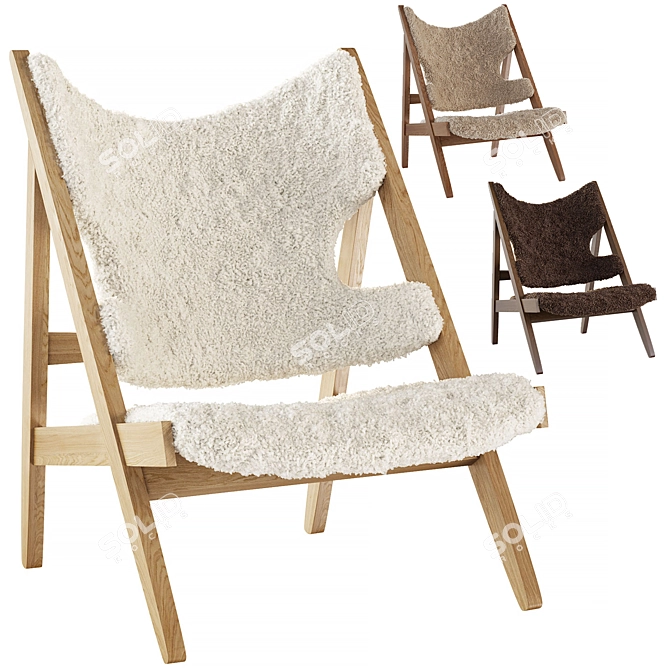 Menu Knitting Chair Sheepskin Upholstery 3D model image 1