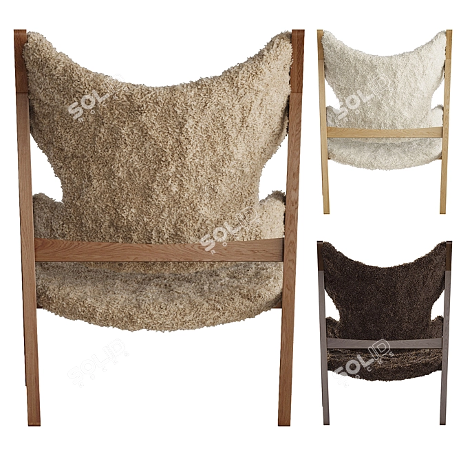 Menu Knitting Chair Sheepskin Upholstery 3D model image 3