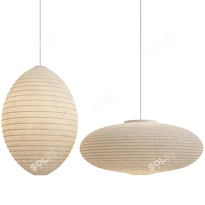 Asian Inspired Paper Lampshades 3D model image 1