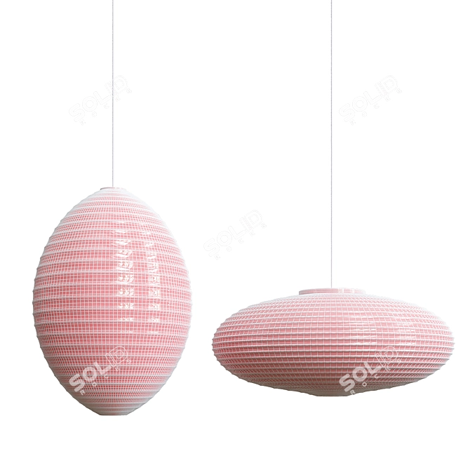 Asian Inspired Paper Lampshades 3D model image 4