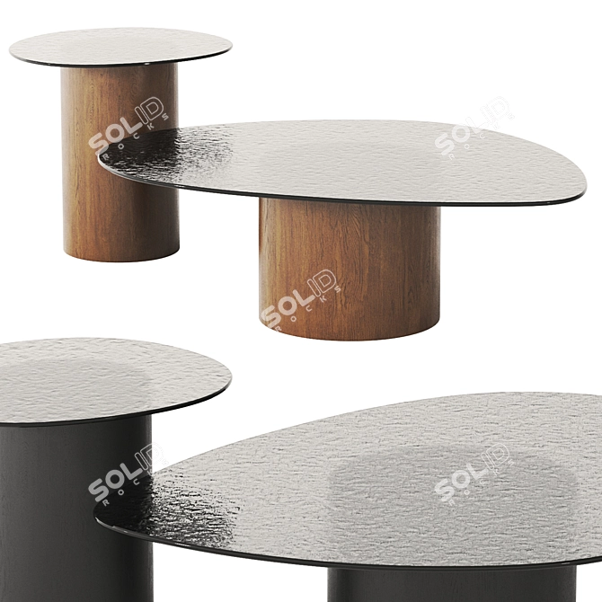 Elegant Mushroom Coffee Table Glass 3D model image 1