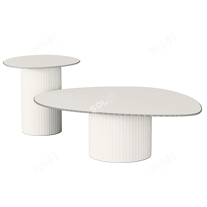 Elegant Mushroom Coffee Table Glass 3D model image 4