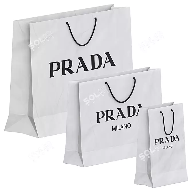 Designer Shopping Bag Set 3 3D model image 2