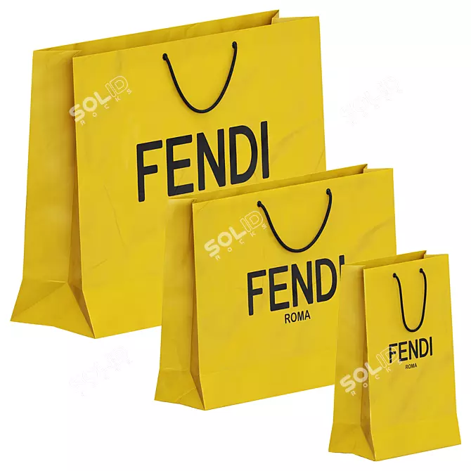 Designer Shopping Bag Set 3 3D model image 3