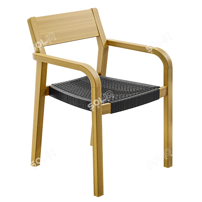 Minimalist Acacia Rope Chair 3D model image 1