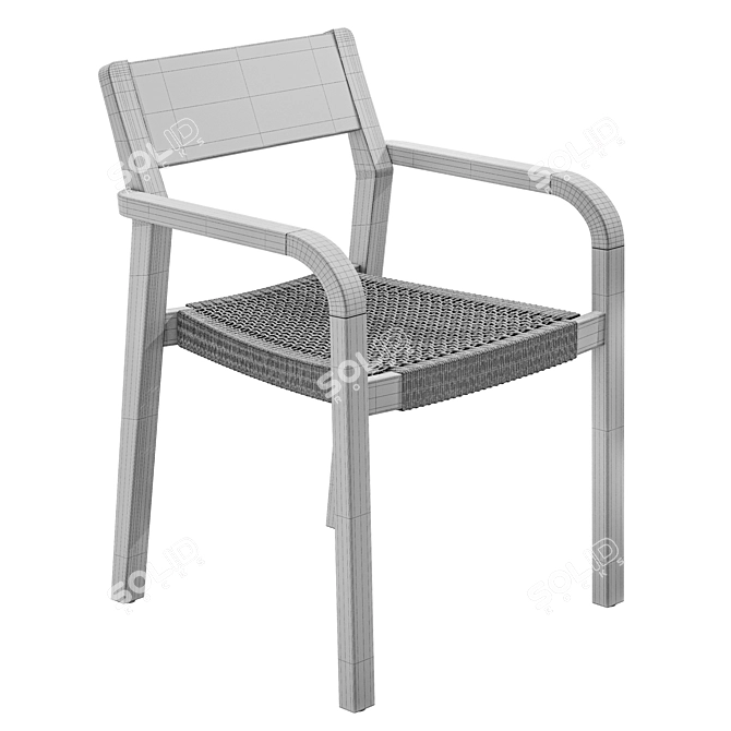 Minimalist Acacia Rope Chair 3D model image 2
