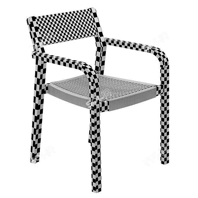 Minimalist Acacia Rope Chair 3D model image 3