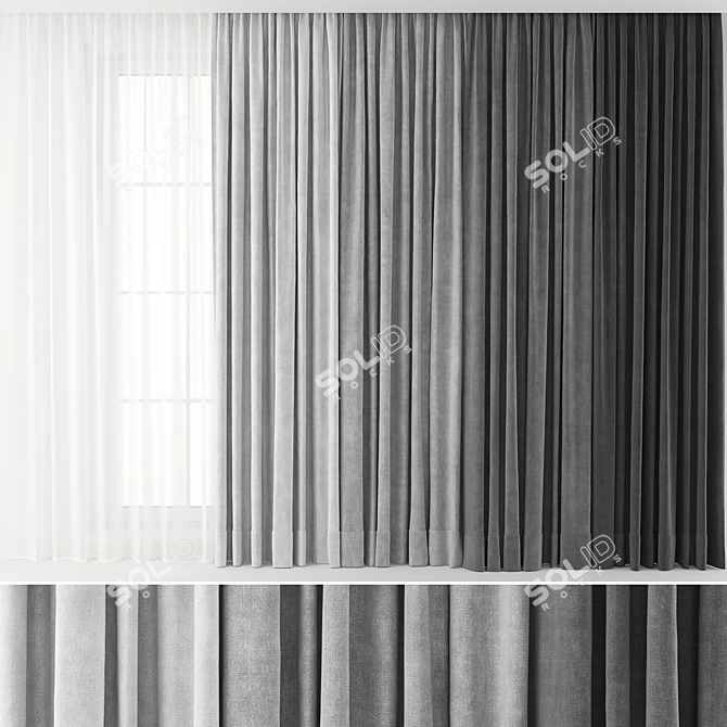 Luxury Curtain Set with Textures 3D model image 1