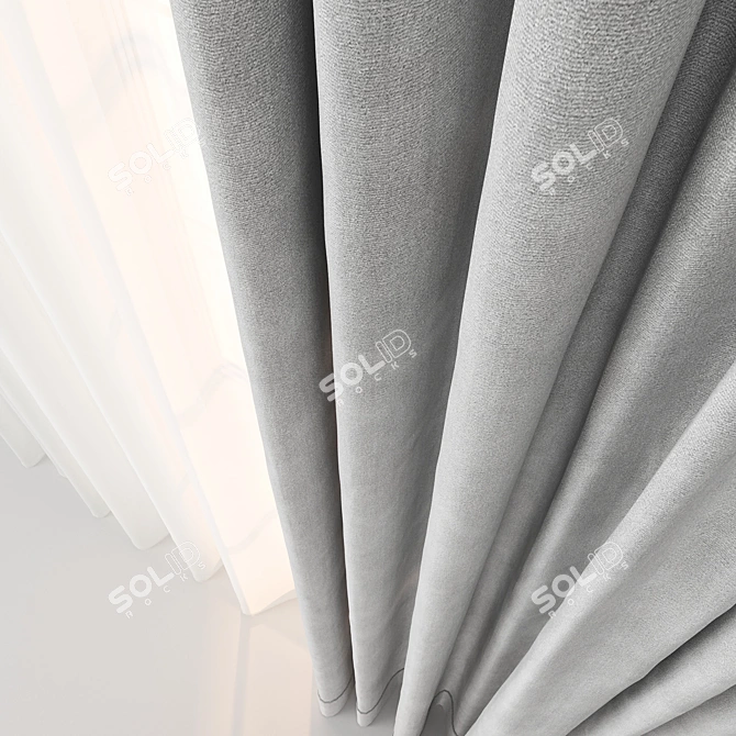 Luxury Curtain Set with Textures 3D model image 4