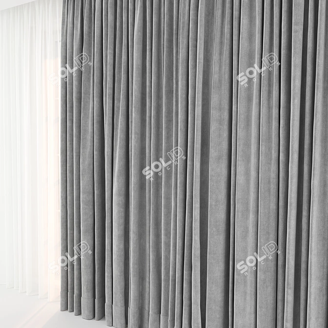 Luxury Curtain Set with Textures 3D model image 5