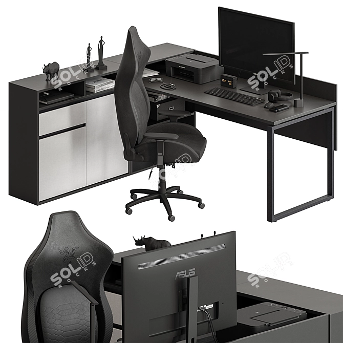 Workstation Essentials Set: Office Desk 3D model image 1