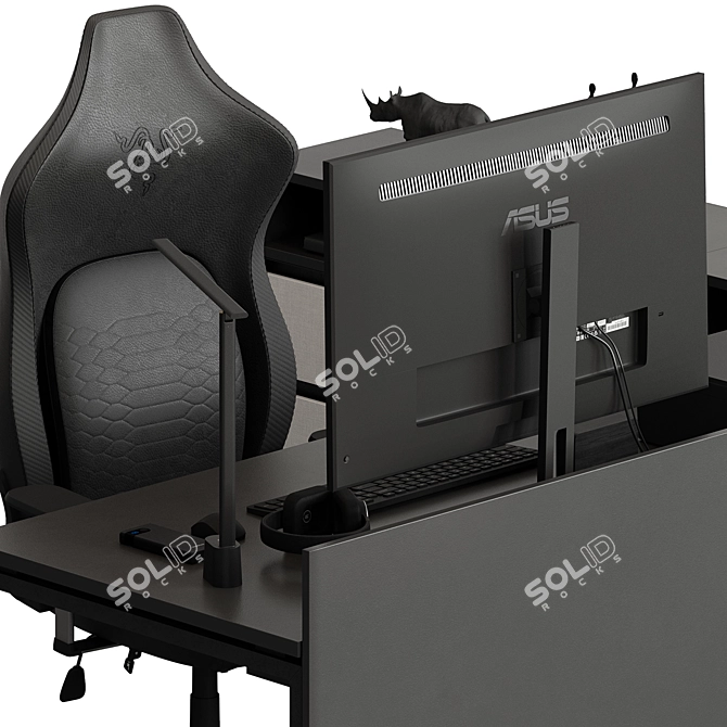 Workstation Essentials Set: Office Desk 3D model image 4