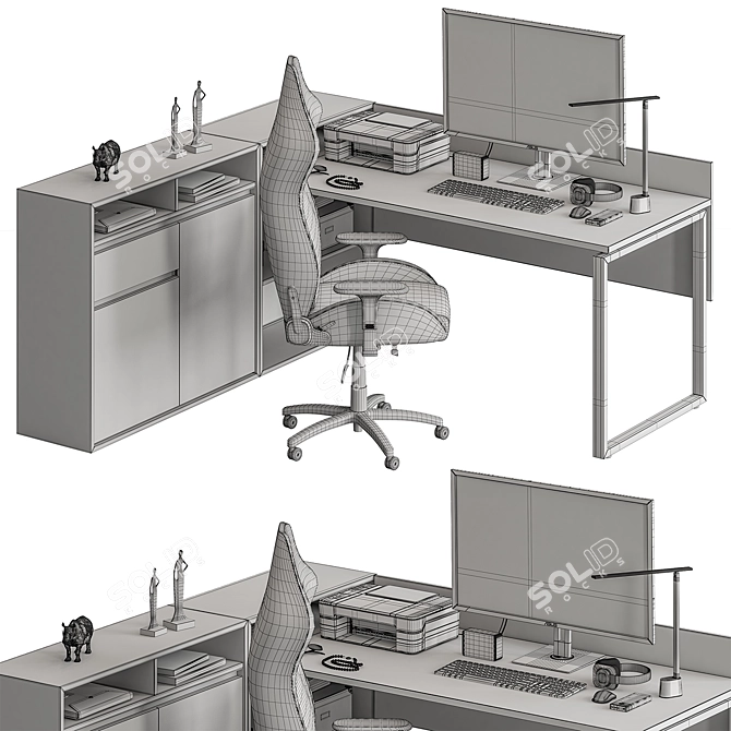 Workstation Essentials Set: Office Desk 3D model image 5