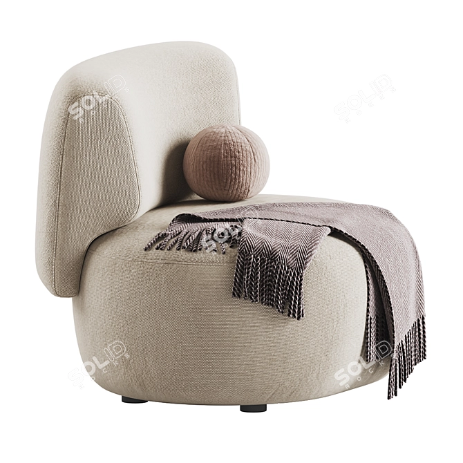 Elegant Velvet Lounge Armchair 3D model image 2