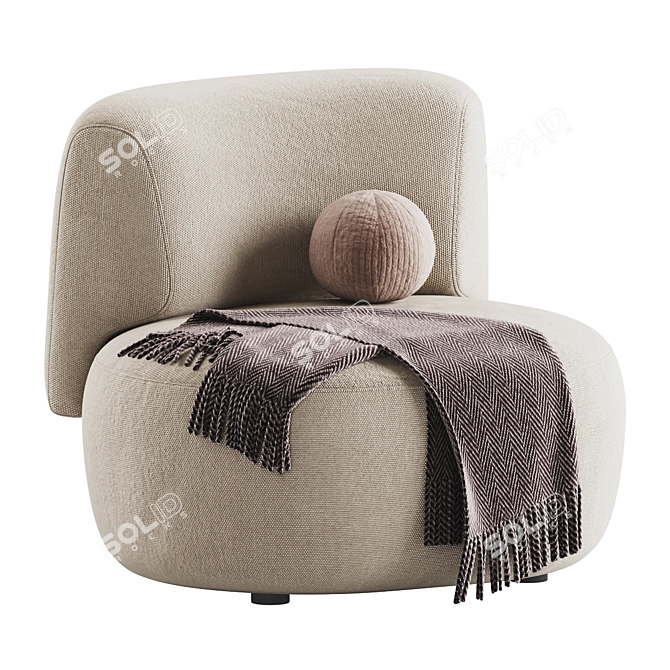 Elegant Velvet Lounge Armchair 3D model image 5