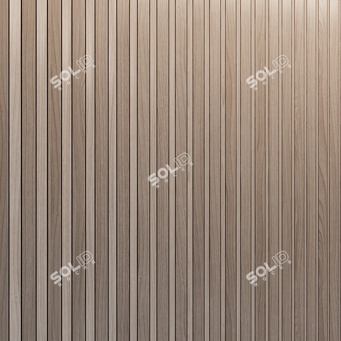 Brass-Trimmed Wood Wall Panels 3D model image 2